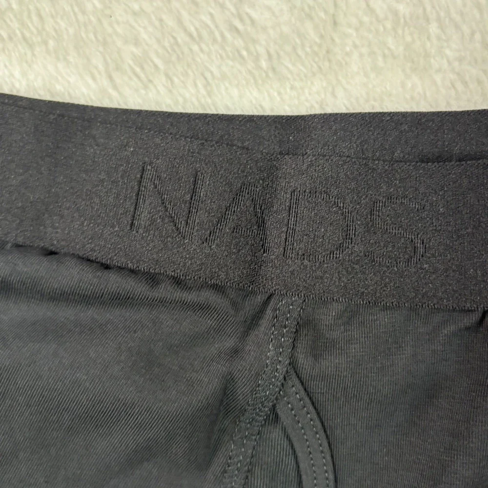 NADS Organic Boxer Briefs Mens XL Black Cotton Stretch Underwear XL RN 167693